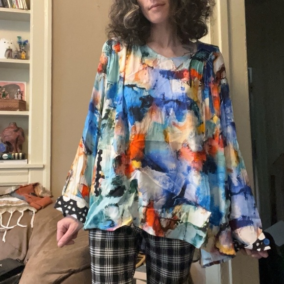 🏷️🎉🆕 • abstract multicolor polka dot watercolor tunic top - Picture 15 of 17